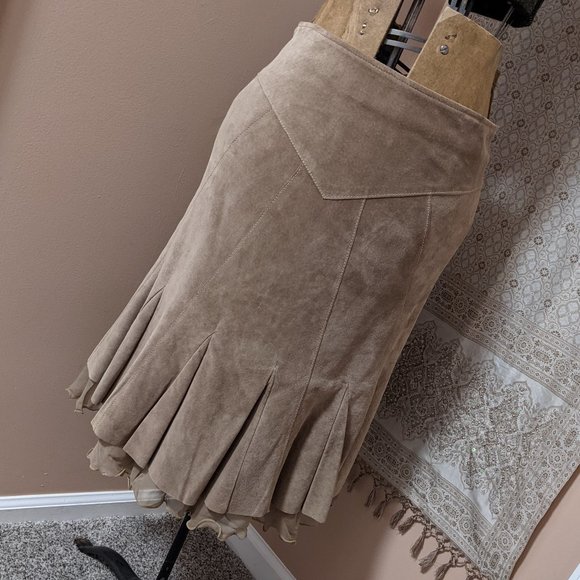 June Dresses & Skirts - June Gored Trumpet Skirt in Tan Suede